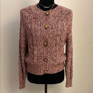 Universal Thread | Red and White Marled Button-Front Cardigan Sweater Size Small